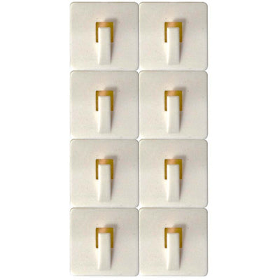 8 PIECE PACKAGE OF SELF ADHESIVE SQUARE WALL HOOKS - H-41009 - ToolUSA