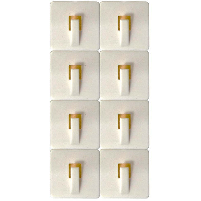 8 PIECE PACKAGE OF SELF ADHESIVE SQUARE WALL HOOKS - H-41009 - ToolUSA