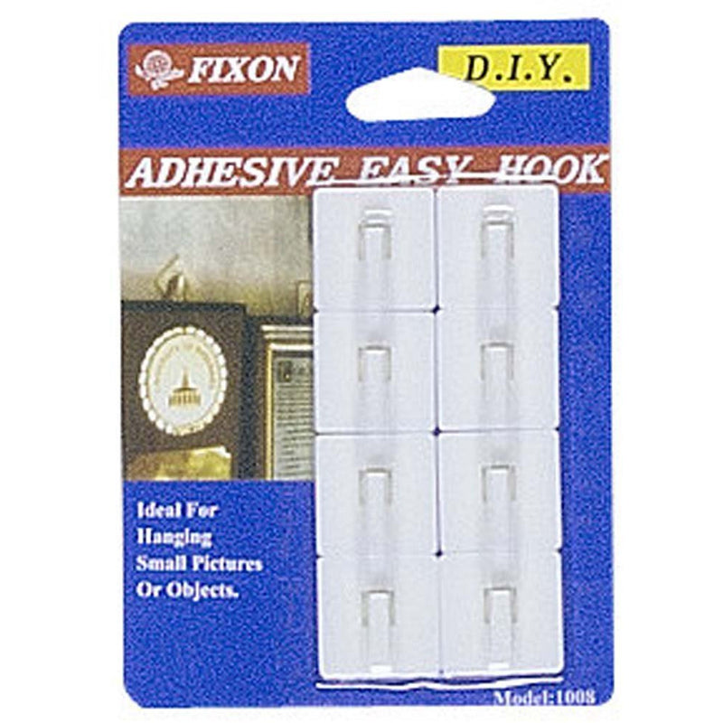8 PIECE PACKAGE OF SELF ADHESIVE SQUARE WALL HOOKS - H-41009 - ToolUSA