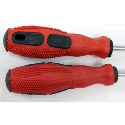 8" Red Handled Screwdriver Set, Slotted And Phillips Head With Black Magnetic Tips (Pack of: 1) - PS3002-YW - ToolUSA