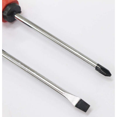 8" Red Handled Screwdriver Set, Slotted And Phillips Head With Black Magnetic Tips (Pack of: 1) - PS3002-YW - ToolUSA