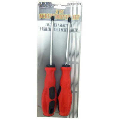 8" Red Handled Screwdriver Set, Slotted And Phillips Head With Black Magnetic Tips (Pack of: 1) - PS3002-YW - ToolUSA