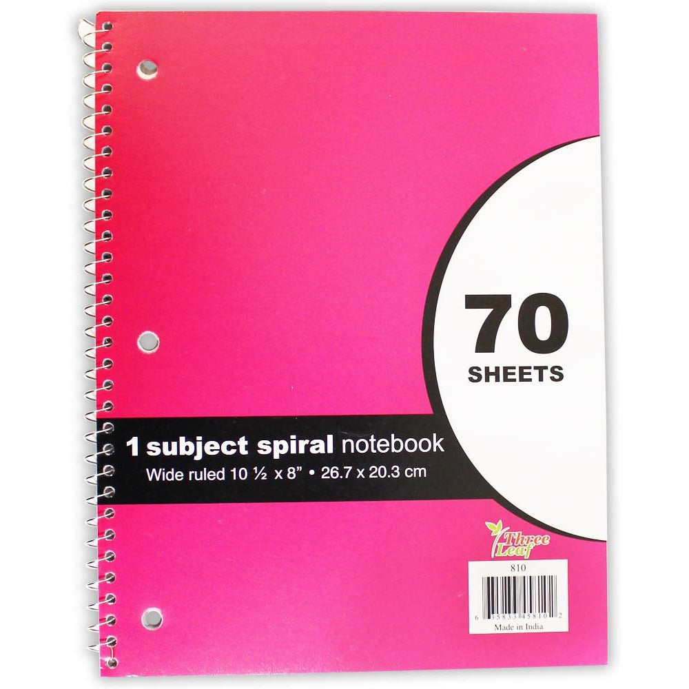 8 X 10-1/2 Inch Spiral Bound Notebook With Wide Ruled, Pre-Scored Pape ...