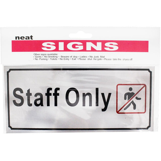 8 X 3-1/2 Inch Staff Only Sign In Brushed Aluminum With Acrylic Paint (Pack of: 2) - SG-STAFF-YX - ToolUSA