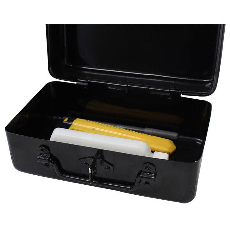 8 X 4-1/2 X 4 Inch Multi Purpose Black Metal Box With Hasp - UB3845-4BK - ToolUSA