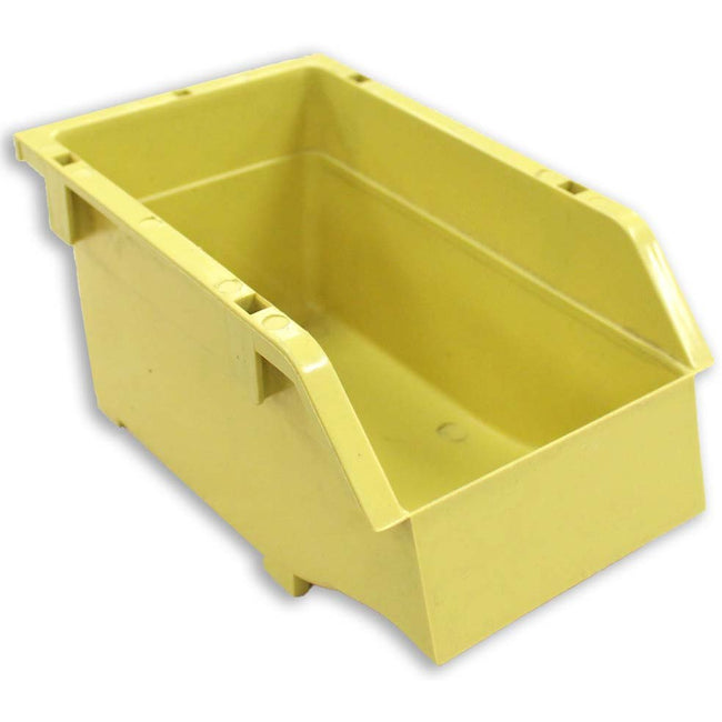 8.5" x 5.75" x 4.5" Yellow Polyproplyene Stackable Bin With Easy Access Sloped Front (Pack of: 5) - MJ-73279-Z05 - ToolUSA