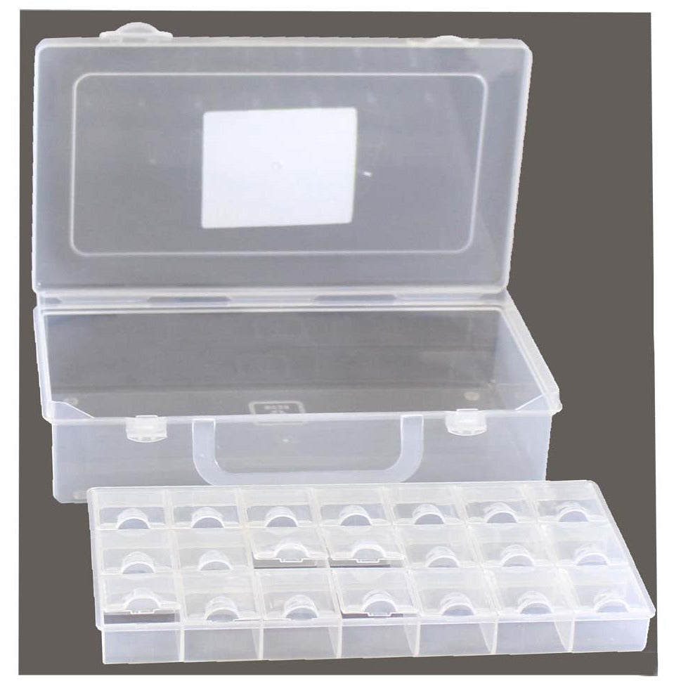 8.75" X 5" X 2" CLEAR PLASTIC CRAFT BOX WITH 22 STORAGE SECTIONS - TJ-13519 - ToolUSA