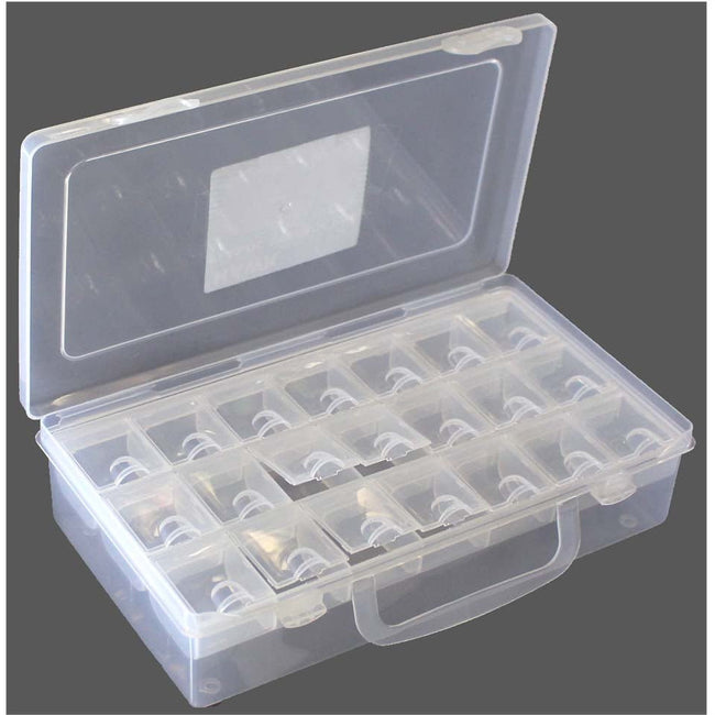 8.75" X 5" X 2" CLEAR PLASTIC CRAFT BOX WITH 22 STORAGE SECTIONS - TJ-13519 - ToolUSA