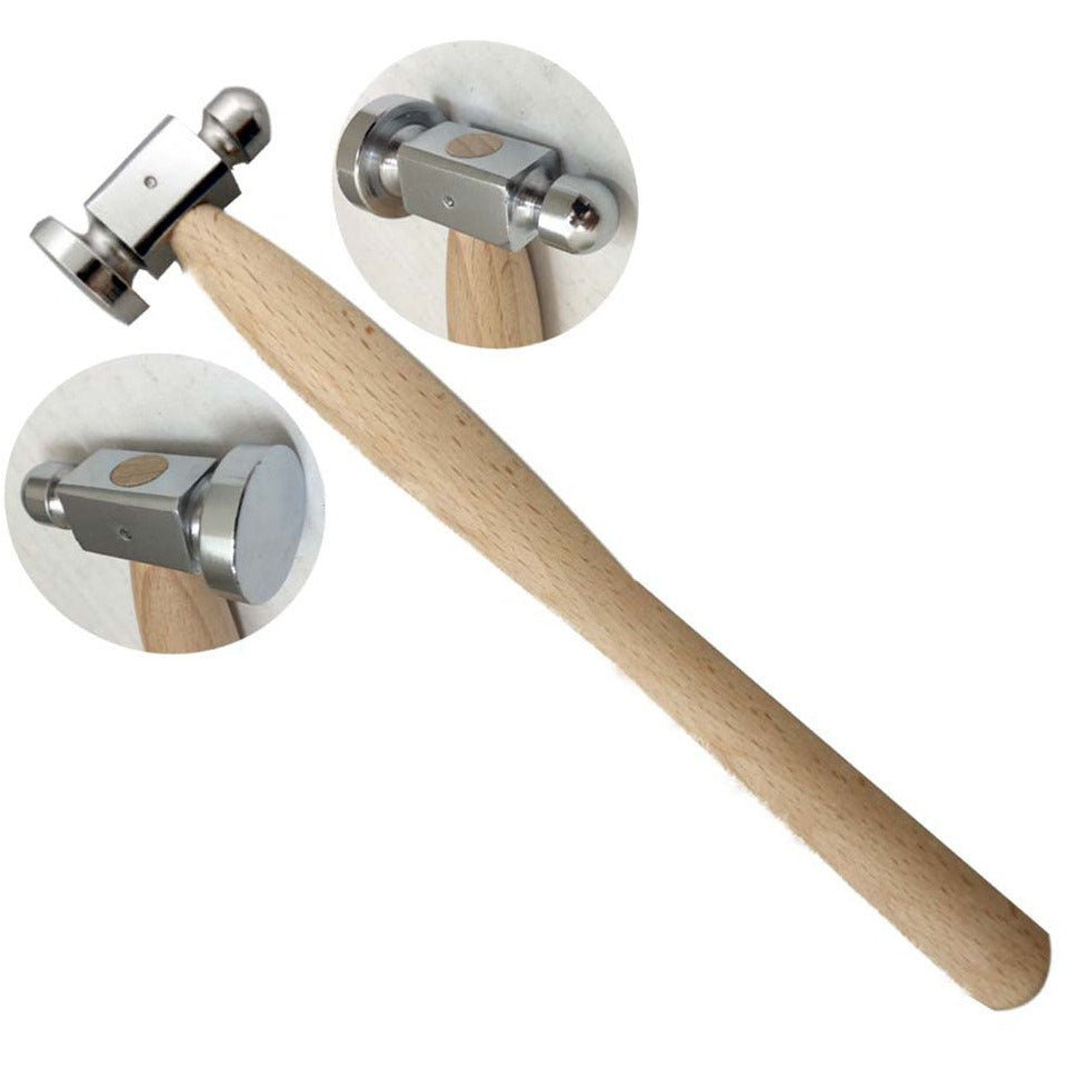9-3/4 Inch Dome Head Chasing Hammer With 1 Inch Striking Surface And Wooden Handle - PH-00253 - ToolUSA