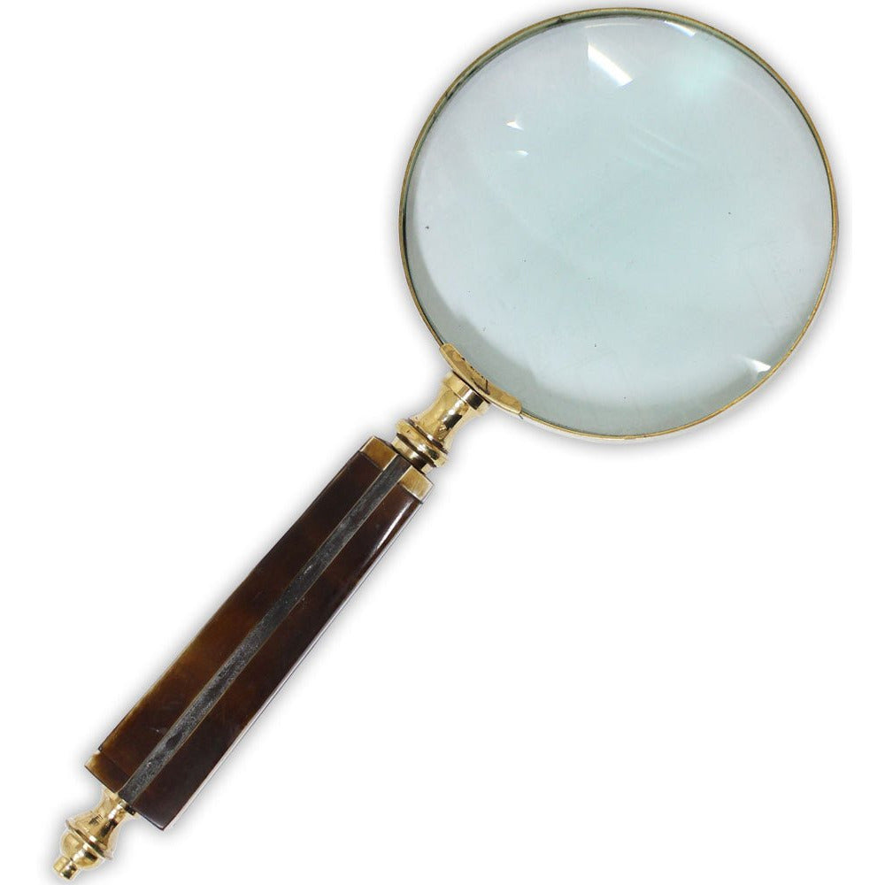 9-3/4 Inch Stylish Handheld Magnifier With 2x Magnification Power, 4 Inch Diameter Lens With Brass Frame, And Multi-tone Highly Polished Handle - G8445-2187MH - ToolUSA