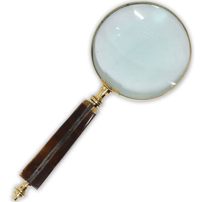 9-3/4 Inch Stylish Handheld Magnifier With 2x Magnification Power, 4 Inch Diameter Lens With Brass Frame, And Multi-tone Highly Polished Handle - G8445-2187MH - ToolUSA