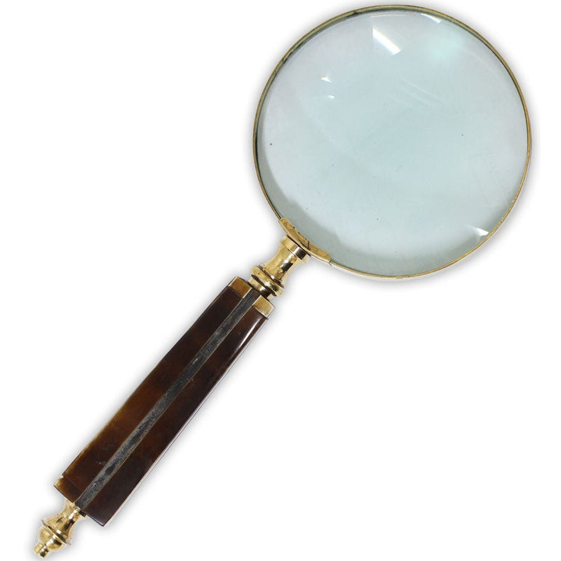 9-3/4 Inch Stylish Handheld Magnifier With 2x Magnification Power, 4 Inch Diameter Lens With Brass Frame, And Multi-tone Highly Polished Handle - G8445-2187MH - ToolUSA