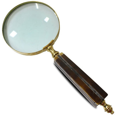 9-3/4 Inch Stylish Handheld Magnifier With 2x Magnification Power, 4 Inch Diameter Lens With Brass Frame, And Multi-tone Highly Polished Handle - G8445-2187MH - ToolUSA