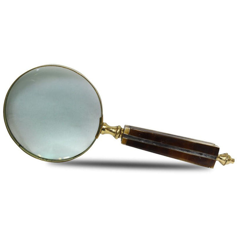 9-3/4 Inch Stylish Handheld Magnifier With 2x Magnification Power, 4 Inch Diameter Lens With Brass Frame, And Multi-tone Highly Polished Handle - G8445-2187MH - ToolUSA