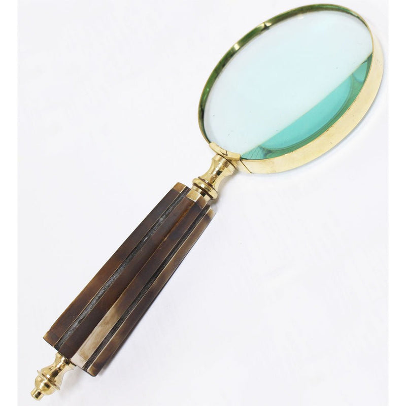 9-3/4 Inch Stylish Handheld Magnifier With 2x Magnification Power, 4 Inch Diameter Lens With Brass Frame, And Multi-tone Highly Polished Handle - G8445-2187MH - ToolUSA