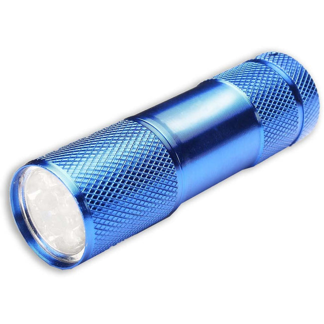 9 LED Blue Mini Flashlight with Wrist Strap (Batteries Included) - LKCO-6926-FL - ToolUSA