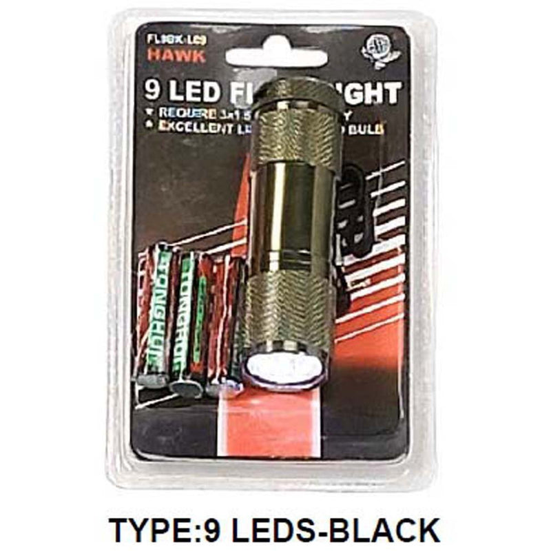9 LED Green Flashlight with Wrist Strap, 3.5 Inches Long (Pack of: 2) - FL-54691-Z02 - ToolUSA
