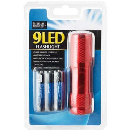 9 LED Red Mini Flashlight with Wrist Strap (Batteries Included) - LKCO-6929-FL - ToolUSA
