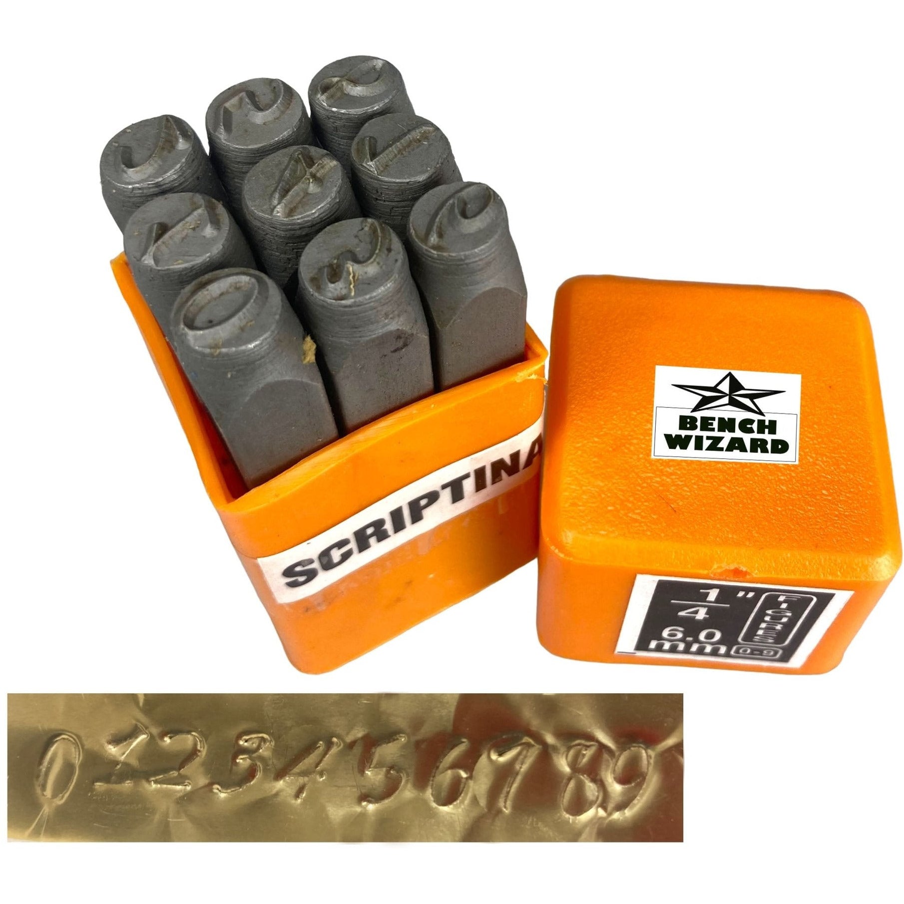 9 Pc. Hardened Steel Number Punch Set In Fancy "scriptina" Design, 1/4 ...