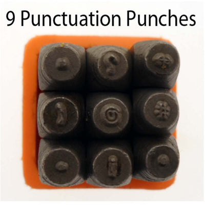 9 Pc. Hardened Steel Punctuation Mark Punch Set In 1/16" Size - TJ-30886 - ToolUSA