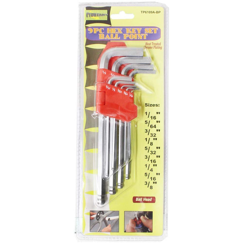9 Piece Hex Key Set with Ball Ends - TP-86109 - ToolUSA