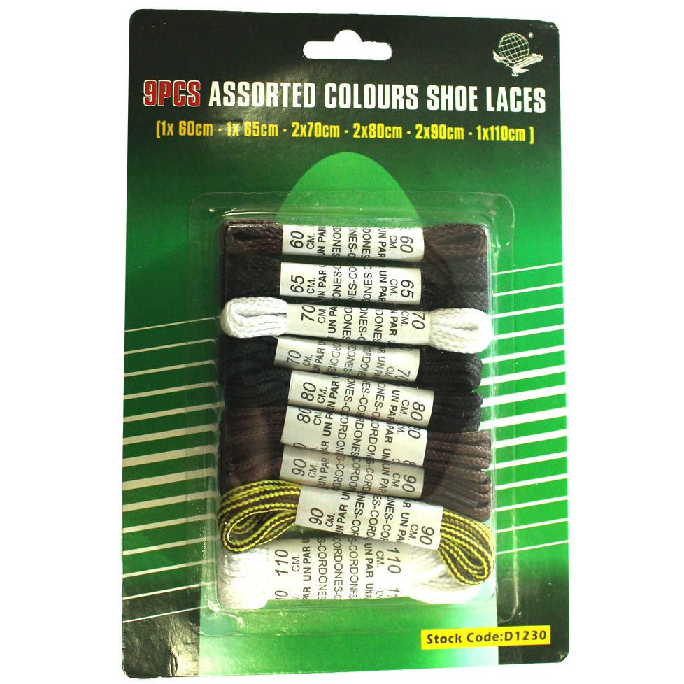 9 Sets of Shoelaces in Assorted Colors - D-08345 - ToolUSA