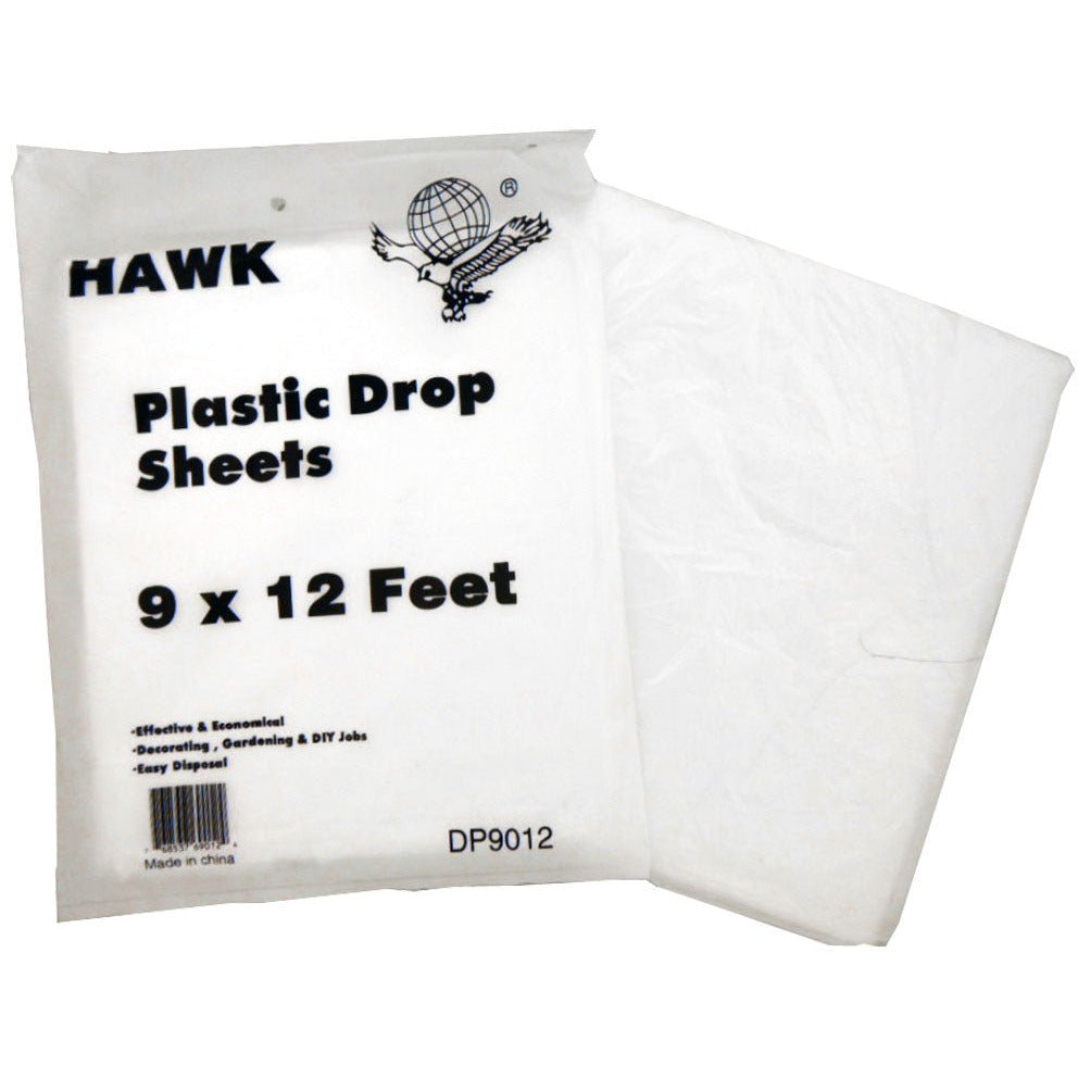 9' x 12' Disposable Plastic Dropcloth For Floors, Furniture or Shrubs (Pack of: 2) - TT-69012-Z02 - ToolUSA