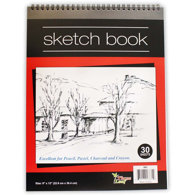 9 X 12 Inch, 30 Page Sketch Pad With White Paper-Metal Spiral Bound (Pack of: 2) - HK-46871-Z02 - ToolUSA