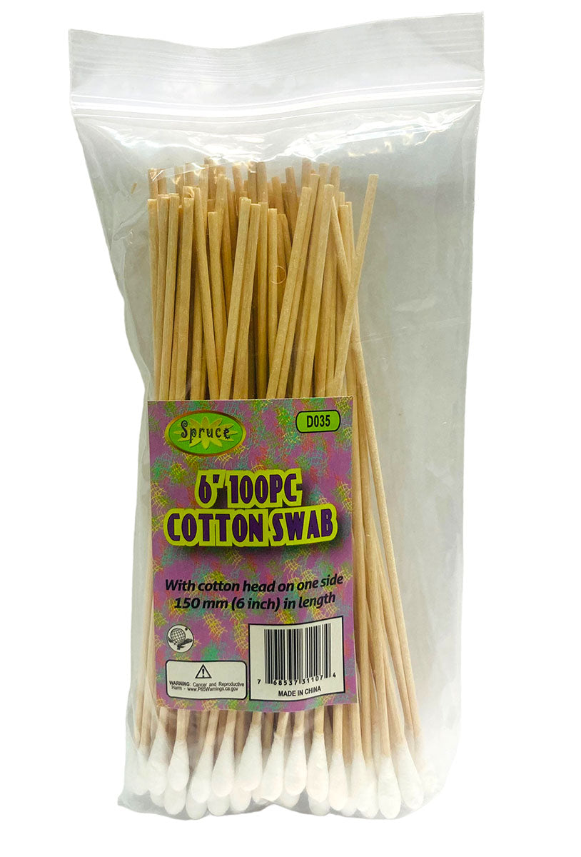 100 Count 6 Inch Single Ended Cotton Swabs - HE-31107 - ToolUSA