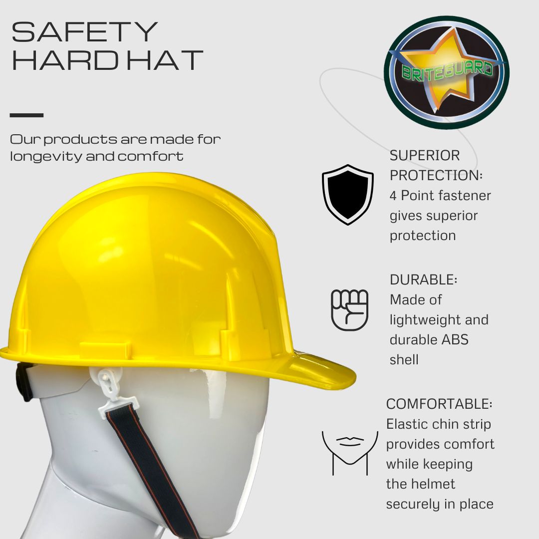 OSHA Approved ABS Adult Size Yellow Safety Hard Hat With Built-In Adjustable Liner - SF-97704 - ToolUSA