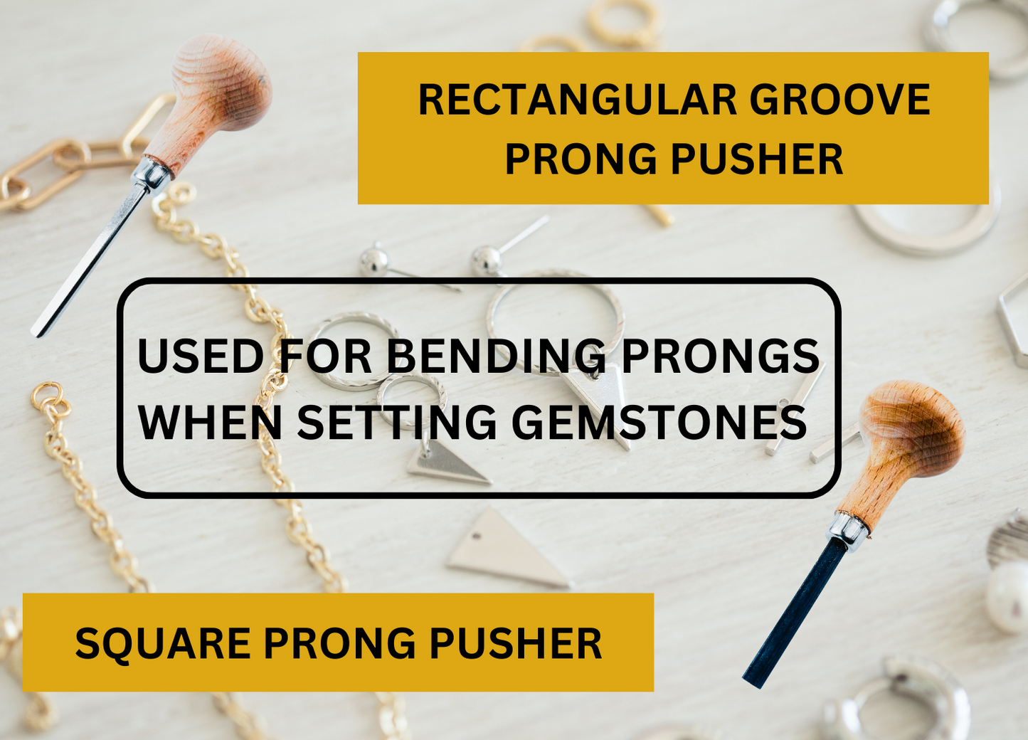 Jeweler's Stone & Ring Working Deluxe Set - Burnishers, Bezel Roller, Prong Pushers, & Vise  - KIT-TJ9783-3