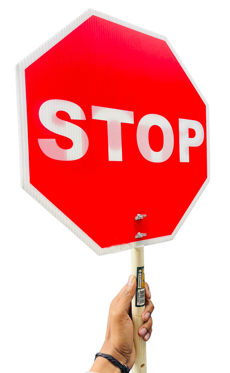 21 Inch, Lightweight Hand-Held Stop Sign In Traditional Octagon Shape - STOP-H - ToolUSA