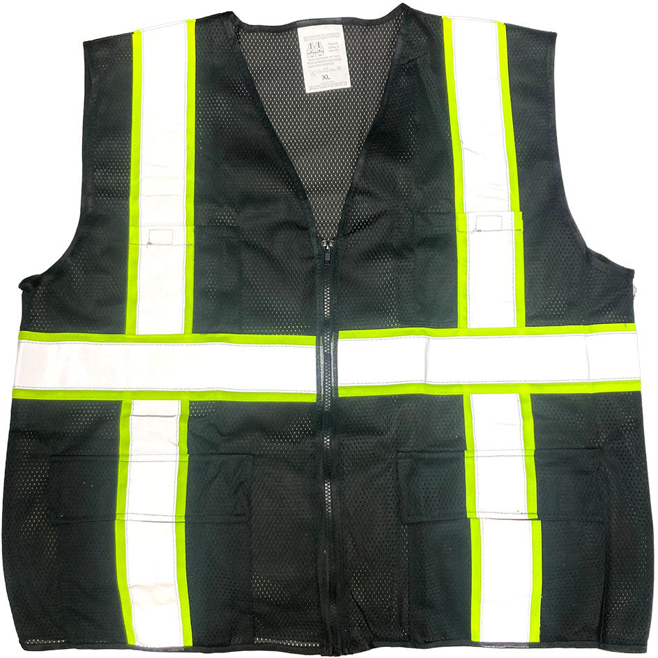 Black High Visibility Safety Vest, XL - SW15-BKA-XL - ToolUSA