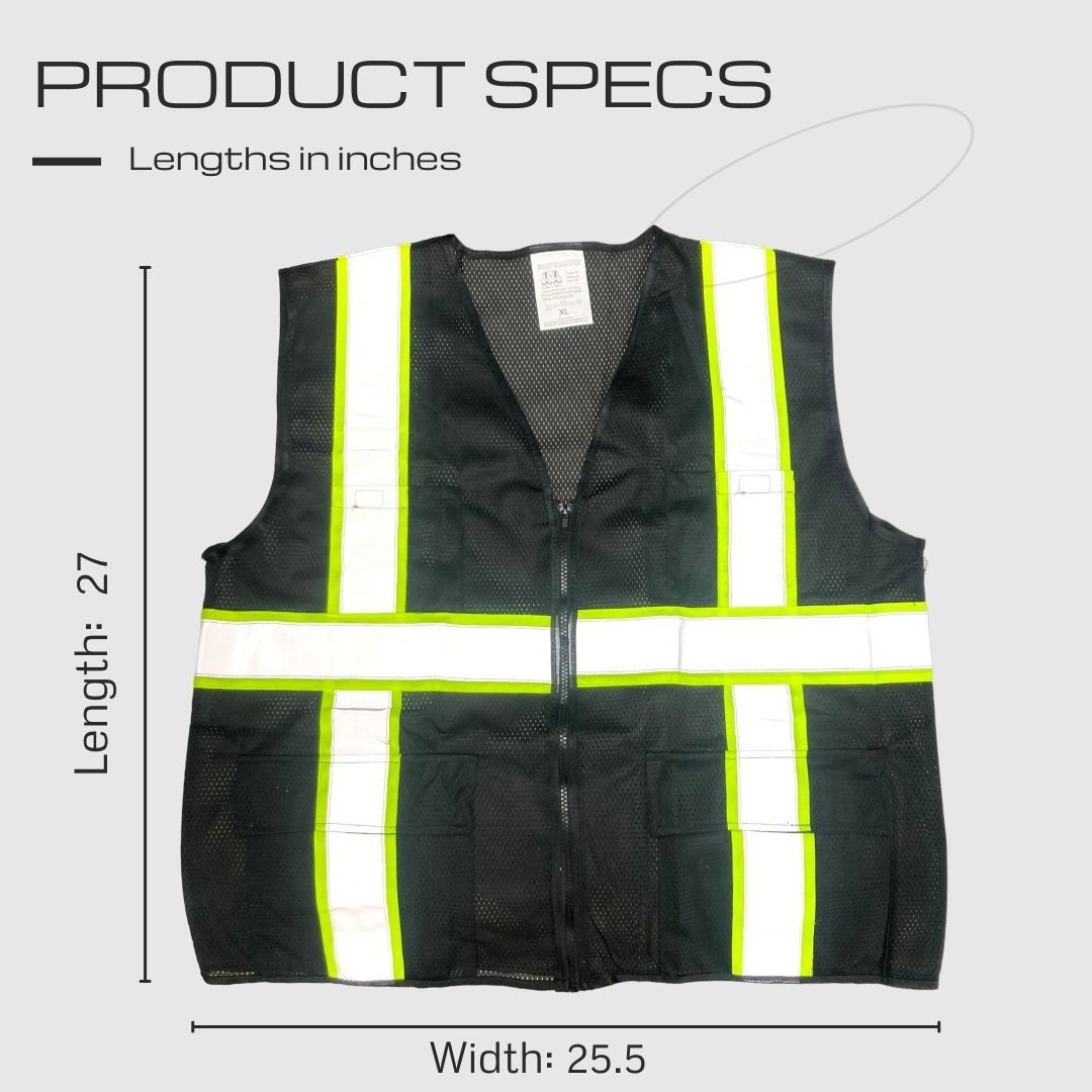 Black High Visibility Safety Vest, XL - SW15-BKA-XL - ToolUSA