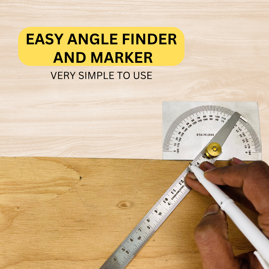Stainless Steel Protractor with Ruler - TM-12000