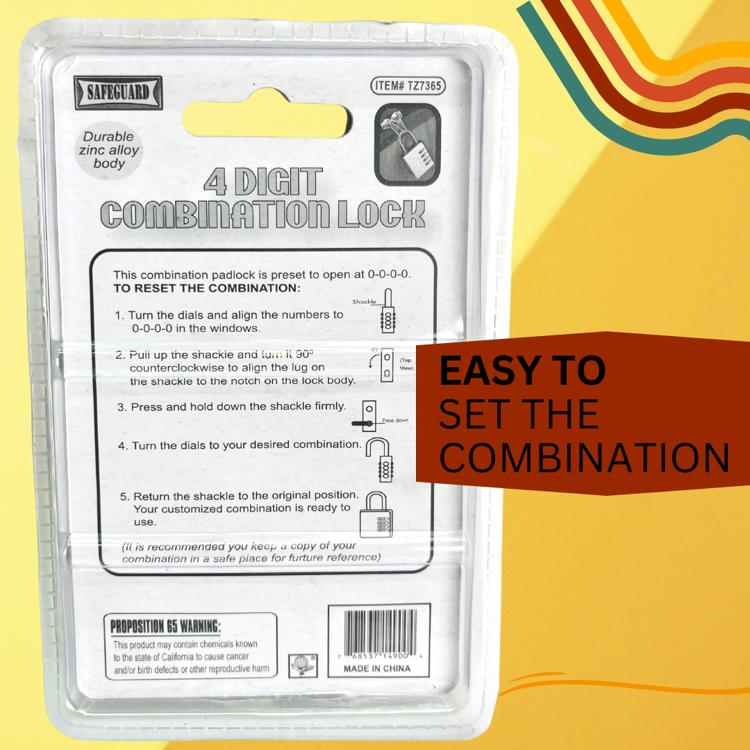 4 Digit Combination Padlock - TZ-14900 - ToolUSA