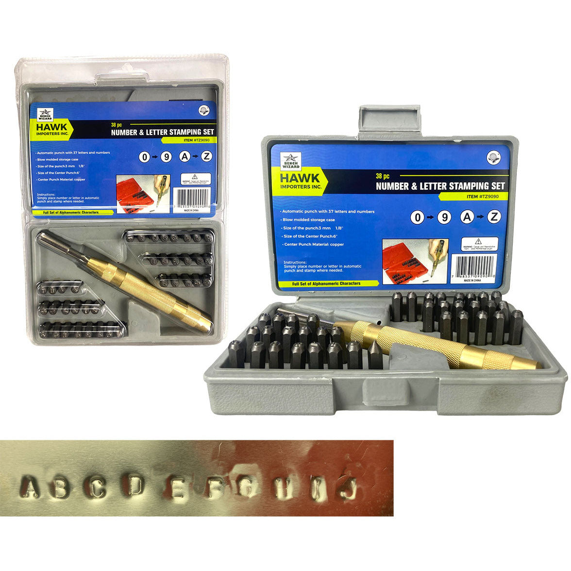 38 Piece Number & Letter Stamping Set - TZ01-09090 - ToolUSA