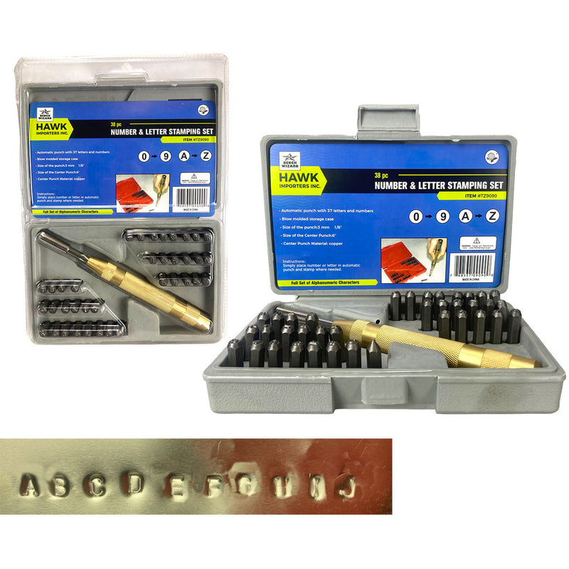 38 Piece Number & Letter Stamping Set - TZ01-09090 - ToolUSA