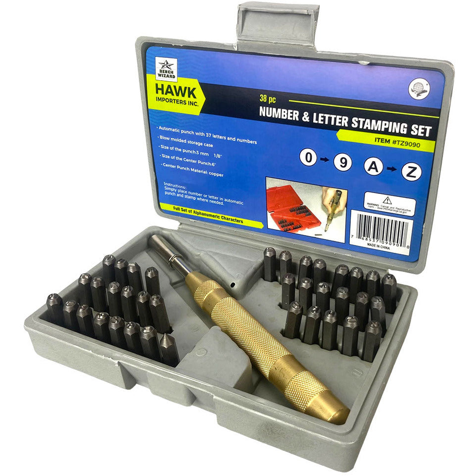 38 Piece Number & Letter Stamping Set - TZ01-09090 - ToolUSA