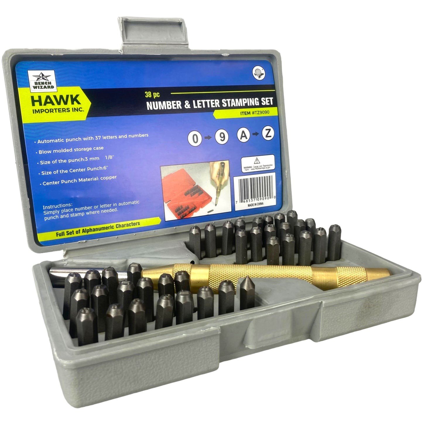 38 Piece Number & Letter Stamping Set - TZ01-09090 - ToolUSA