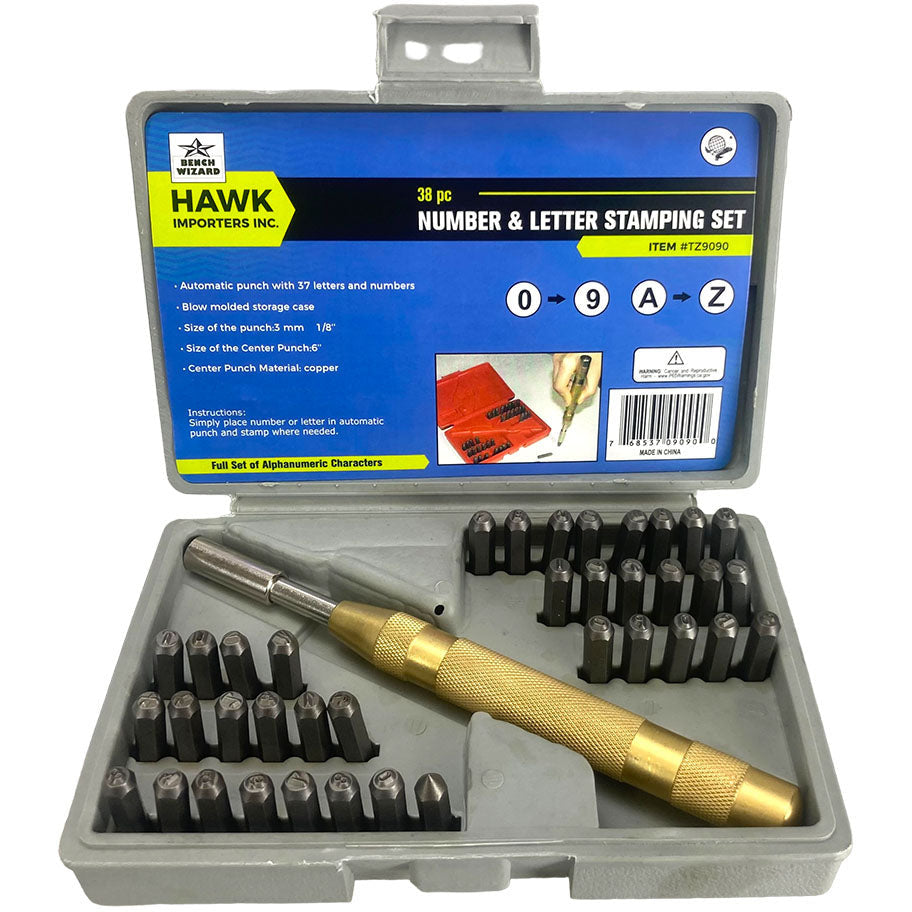 38 Piece Number & Letter Stamping Set - TZ01-09090 - ToolUSA