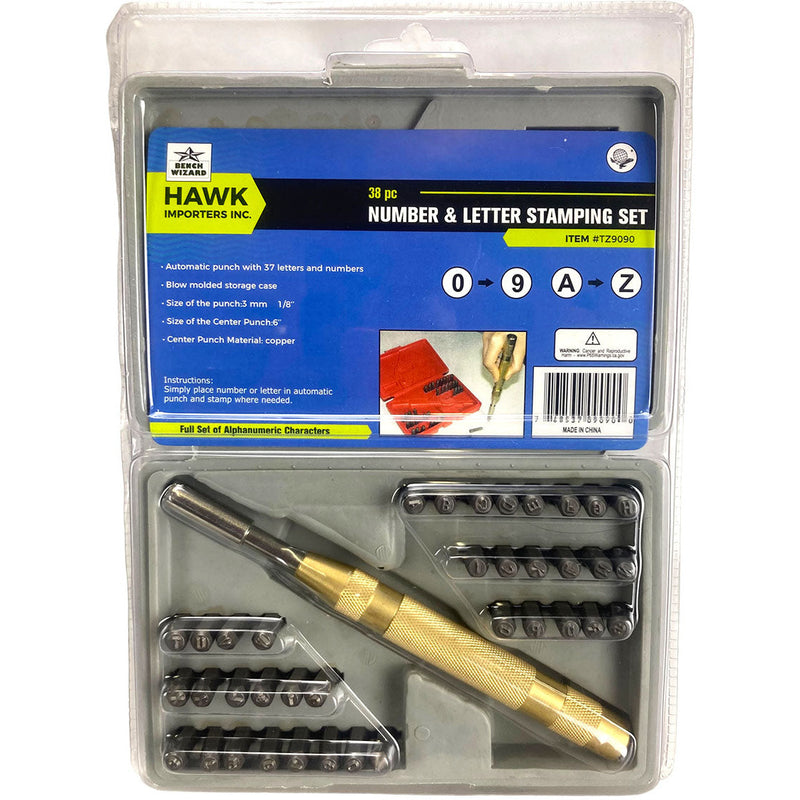 38 Piece Number & Letter Stamping Set - TZ01-09090 - ToolUSA