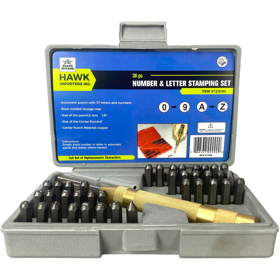 38 Piece Number & Letter Stamping Set - TZ01-09090 - ToolUSA