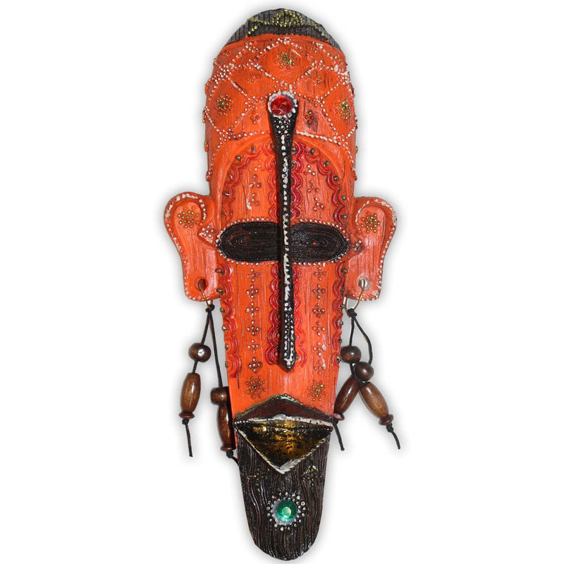 African Folk-Art Rust Colored Mask - 208-1495-YX - ToolUSA