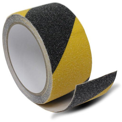 Anti-Slip Black & Yellow Diagonal Striped Safety Tape - 9 Foot x 2 Inch - TAP-NS010 - ToolUSA