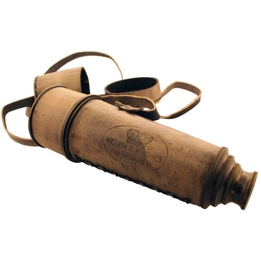 Antique-Style 16-1/2 Inch Brass Telescope With Leather Wrappings-4X Power - G8445-2171ST - ToolUSA