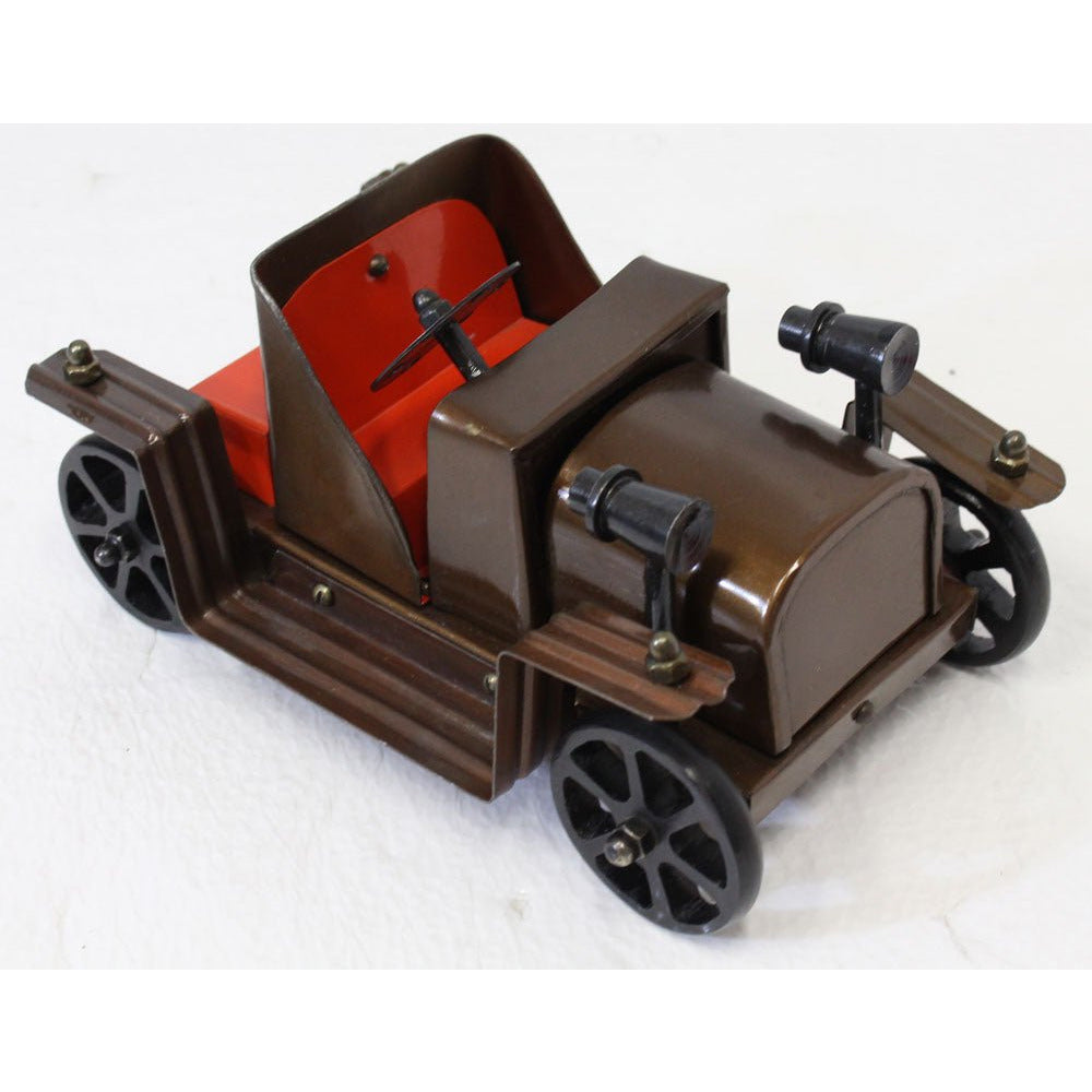Antique Style "horseless Carriage" Sheet Metal Model Car In Brown With Red And Black Accents - G8445-2172CR - ToolUSA