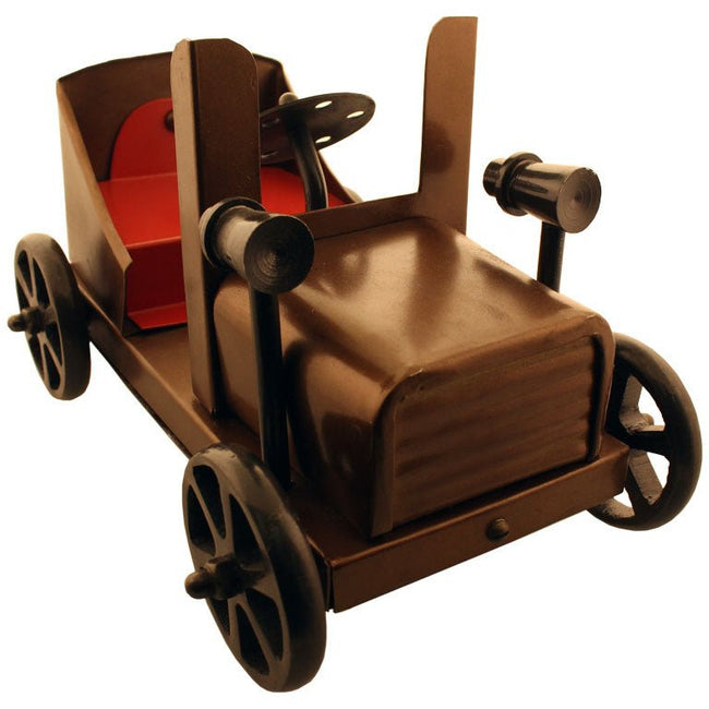 Antique Style "Horseless Carriage" Sheet Metal Model Car In Brown With Red Seat And Black Accents - G8445-2173CR - ToolUSA
