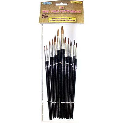 Artist's Deluxe Pointed Paint Brush 12 Piece Set - Sizes 1-12 - TZ63-06335 - ToolUSA