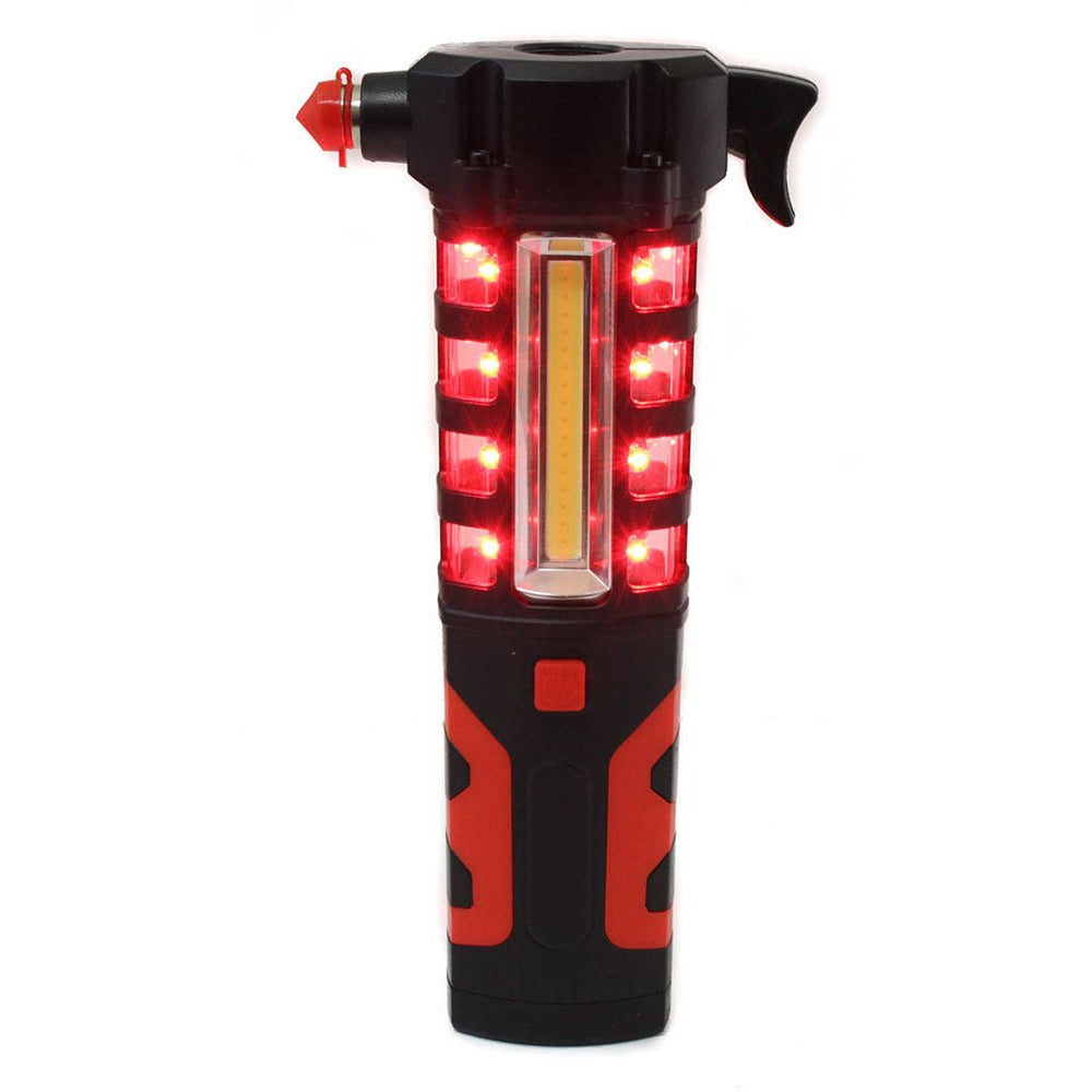 Auto Emergency Work Light | Includes Magnetic Base + Hammer + Seat Belt Cutter + 1W Torch + 3W COB + Red Warning Light - PH580-FL - ToolUSA